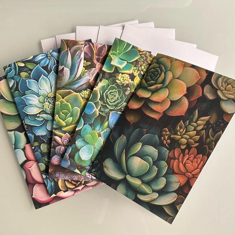 Set of 5 Succulent Greeting Cards
